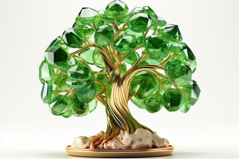 Crystal green tree gemstone jewelry emerald.