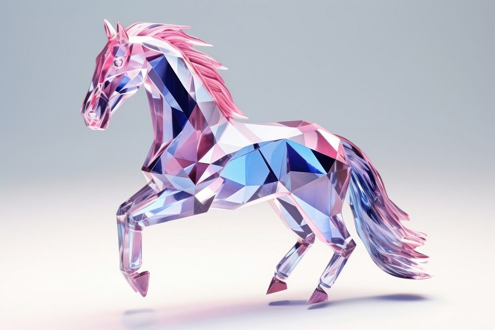Horse shape gemstone origami animal mammal.
