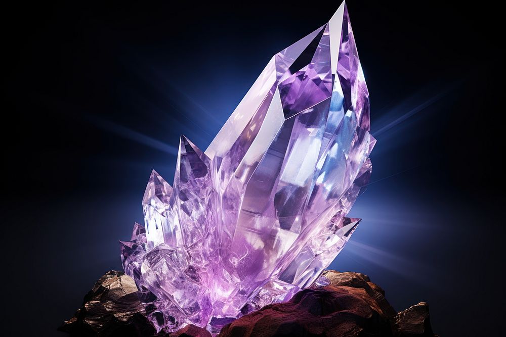 Lightning shape gemstone crystal amethyst.