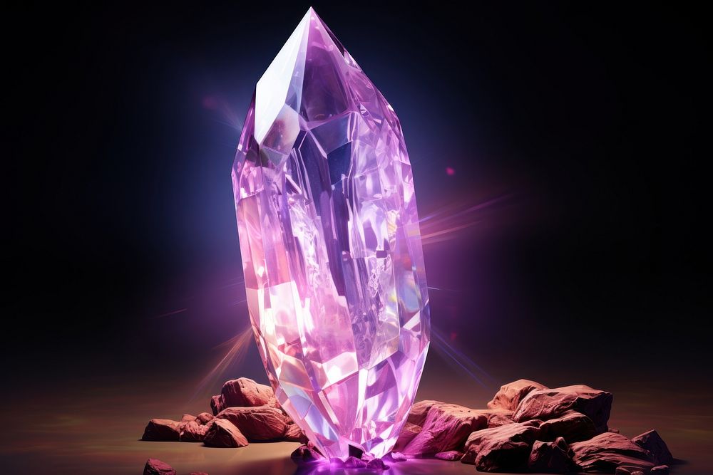 Lightning shape gemstone crystal amethyst.