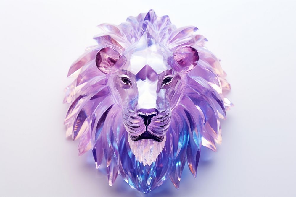 Lion head gemstone jewelry purple.