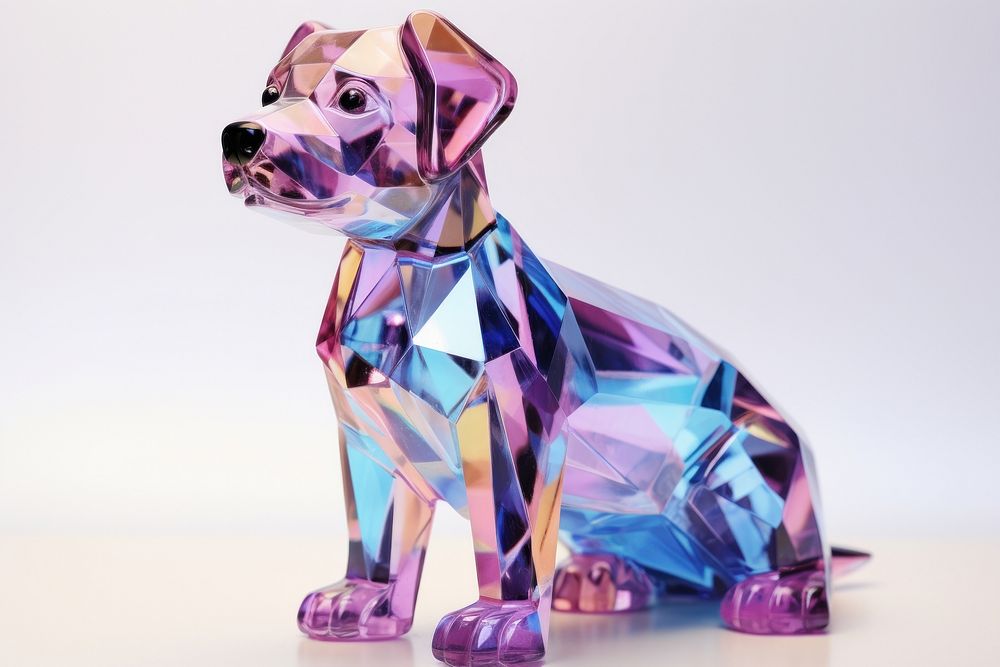 Crystal pastel dog figurine animal mammal.