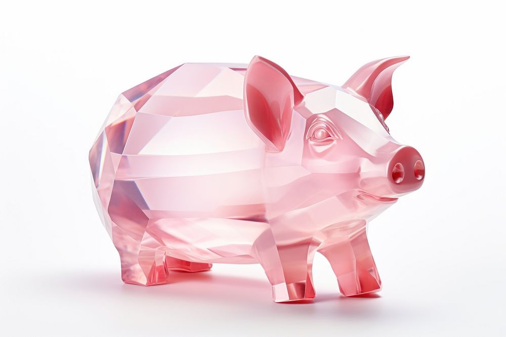 Pig white background investment currency.