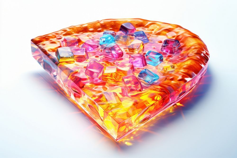 Crystal pizza gemstone confectionery jewelry.