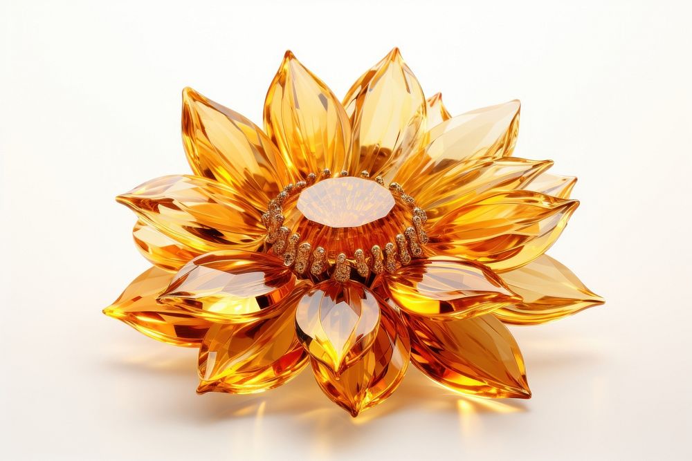Crystal spring sunflower warm color gemstone jewelry brooch.