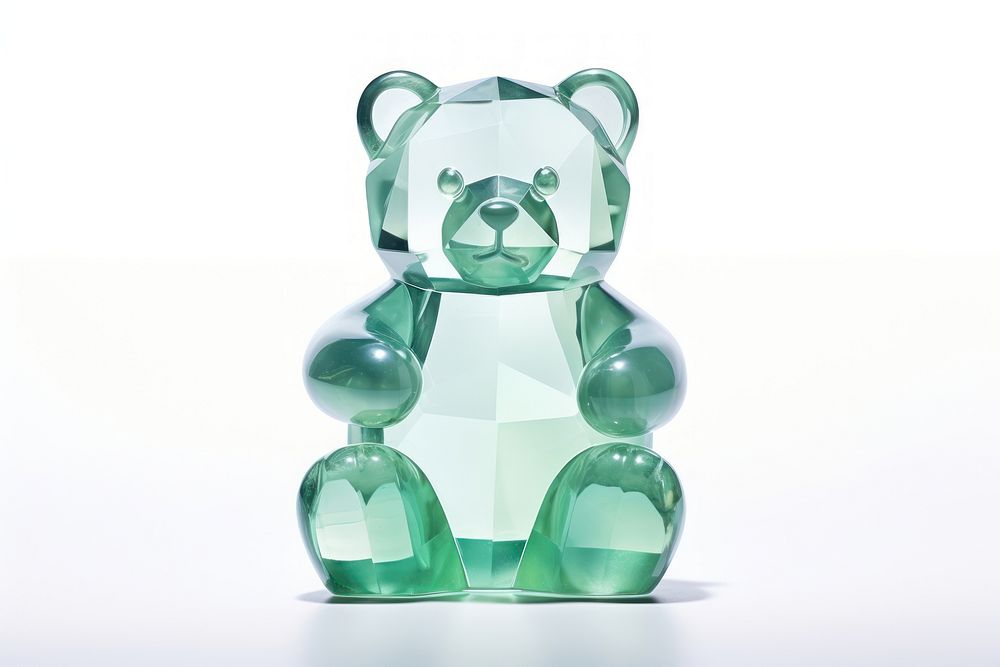Teddy bear shape gemstone jewelry crystal white background.
