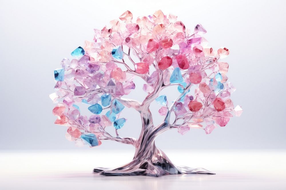 Crystal tree pastel plant creativity painting.