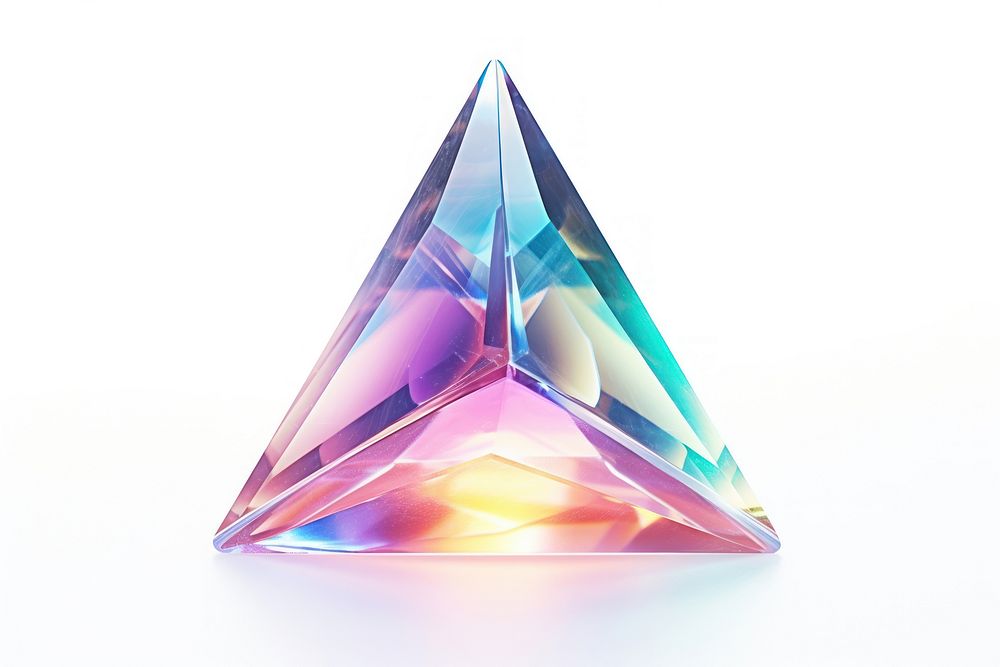 Triangular shape gemstone crystal jewelry white background.