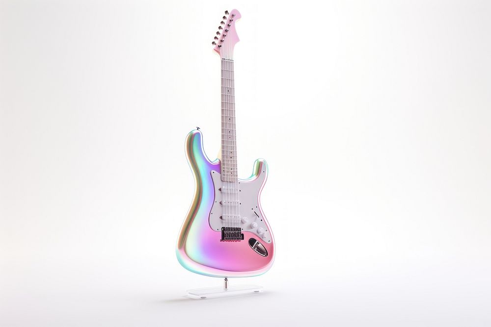 Guitar white background string purple.