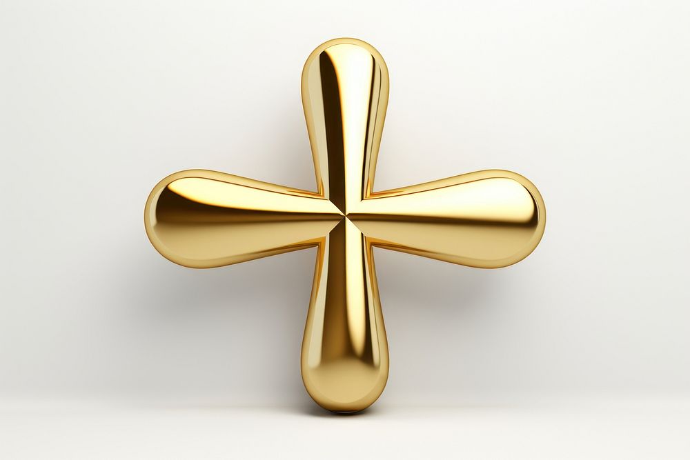 Cross gold symbol white.