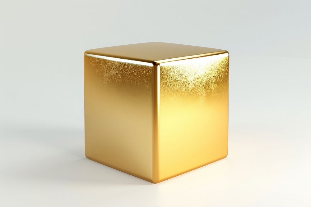 Cube gold white background simplicity.