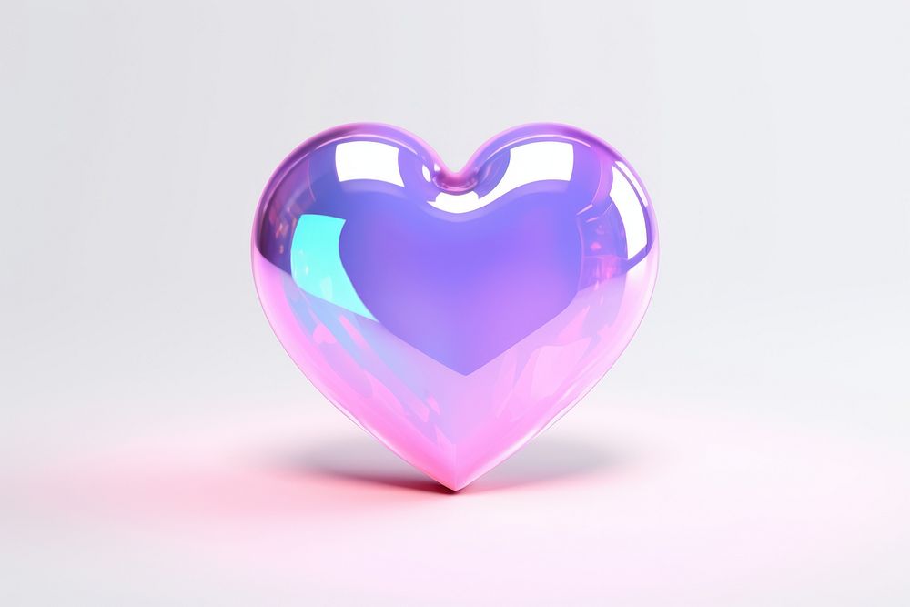 Heart icon gemstone glowing jewelry.