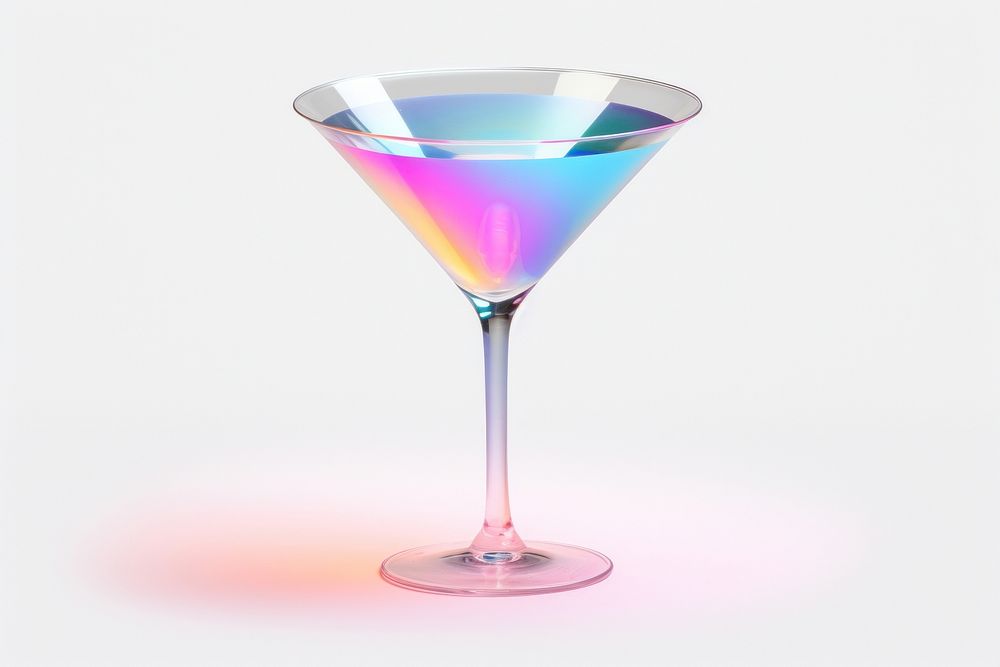 Martini glass cocktail drink white background.
