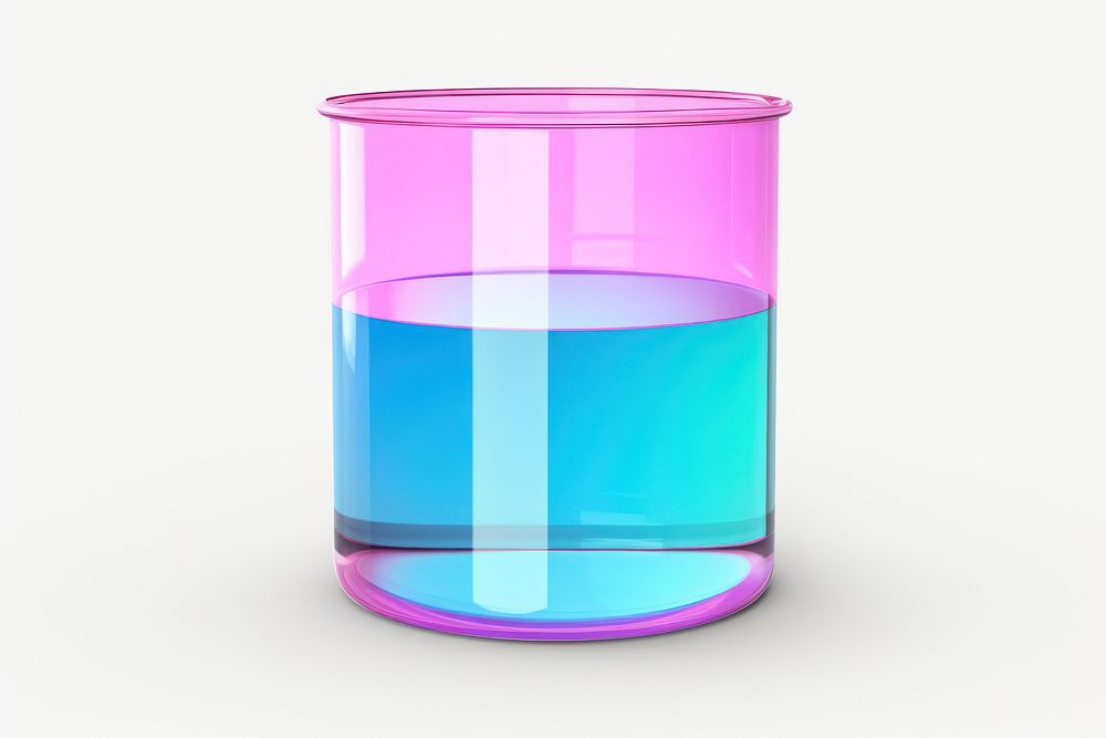 Science beaker glass cylinder white background.