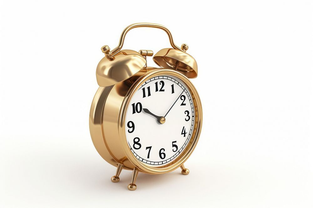 Alarm clock gold white background accessories.