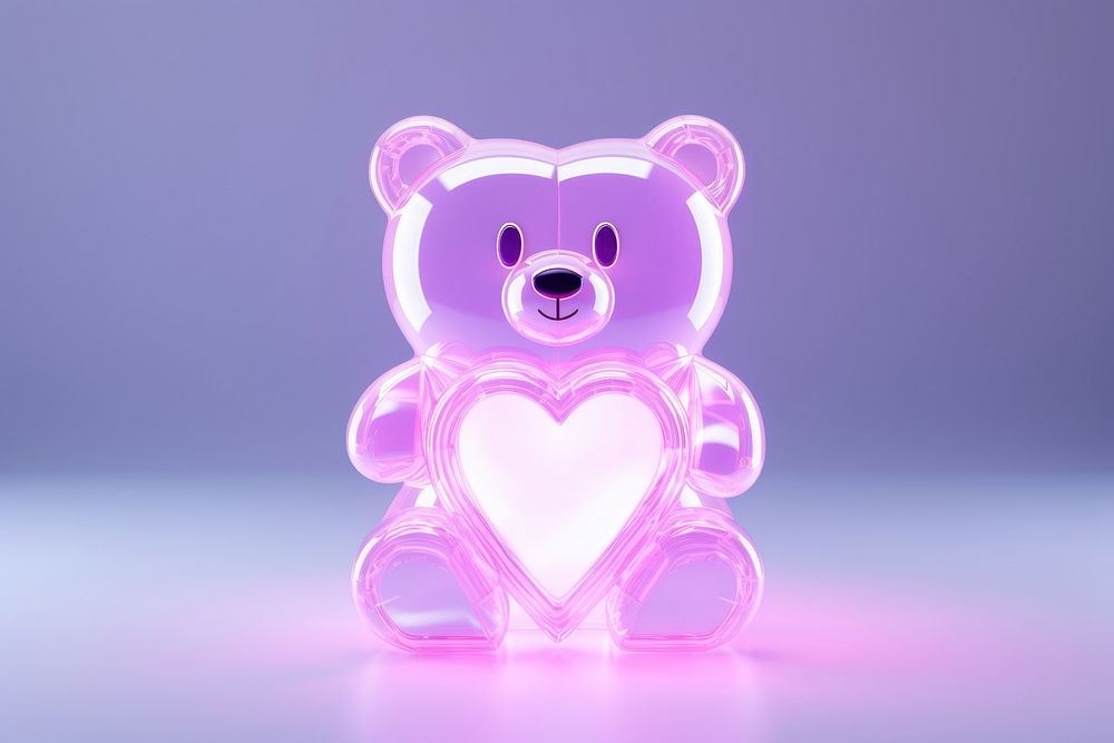 Bear hugging heart purple cute toy.