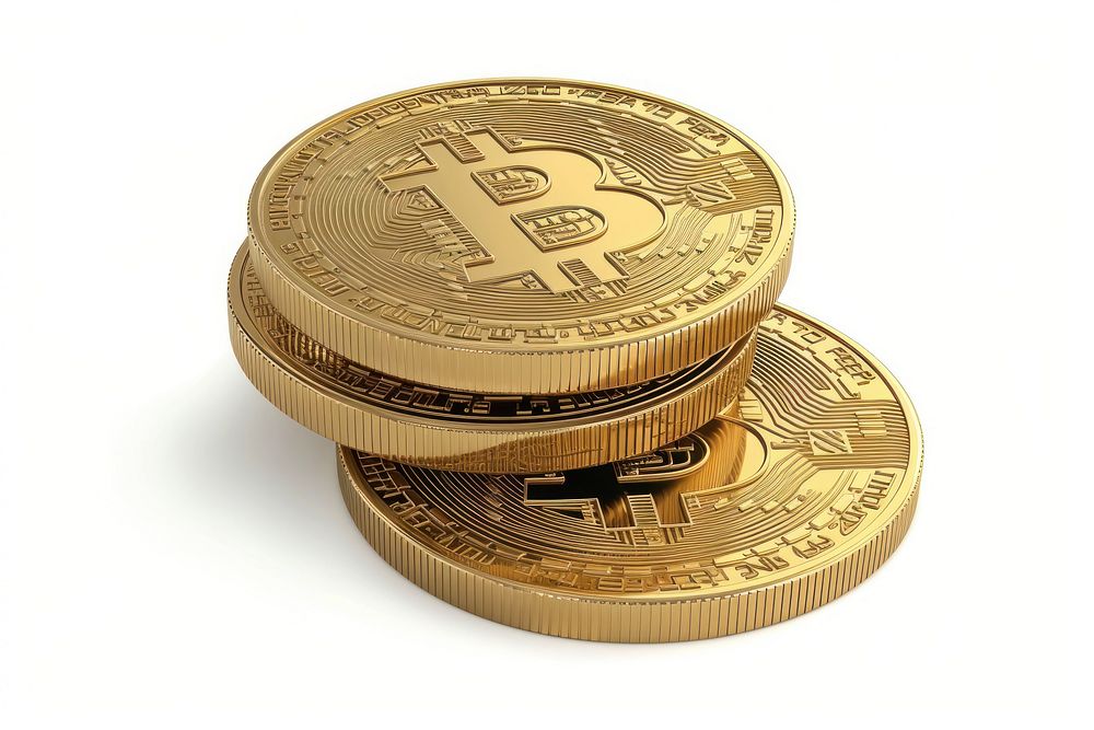 Bitcoin gold money white background.