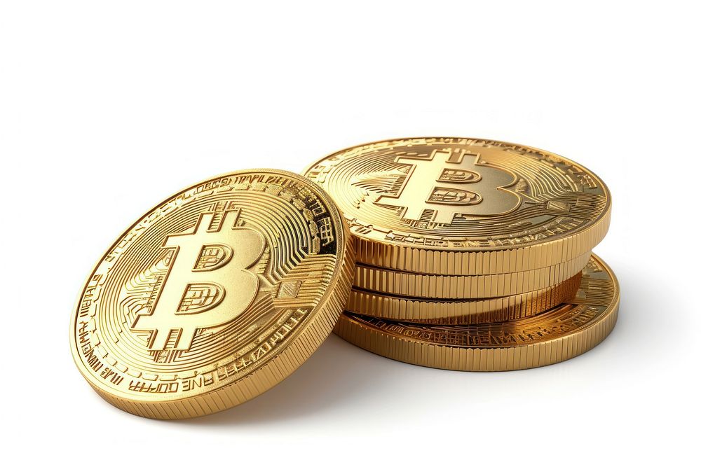 Bitcoin gold money white background.