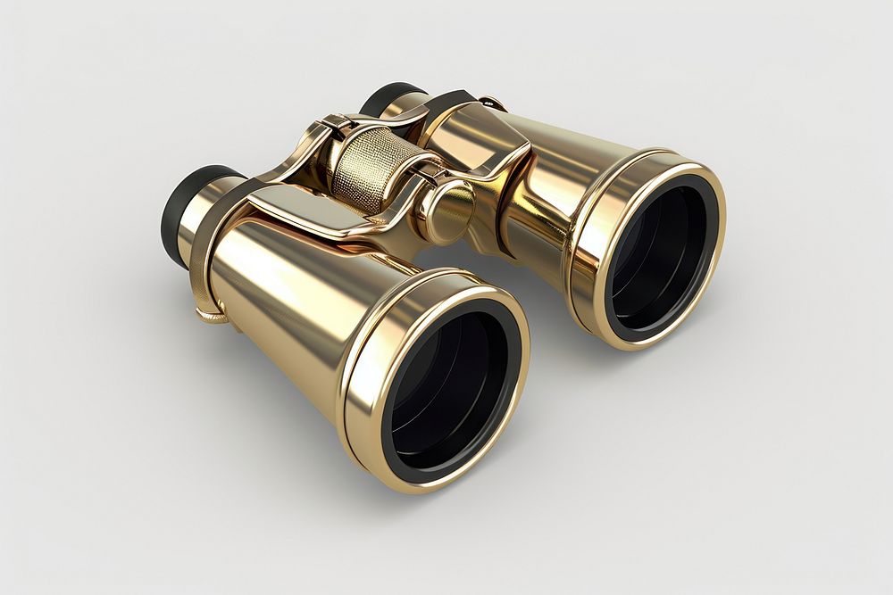 Binoculars gold white background wealth.