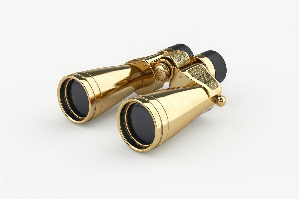 Binoculars gold white background ammunition.