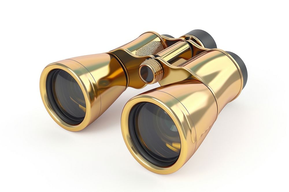 Binoculars gold white background appliance.