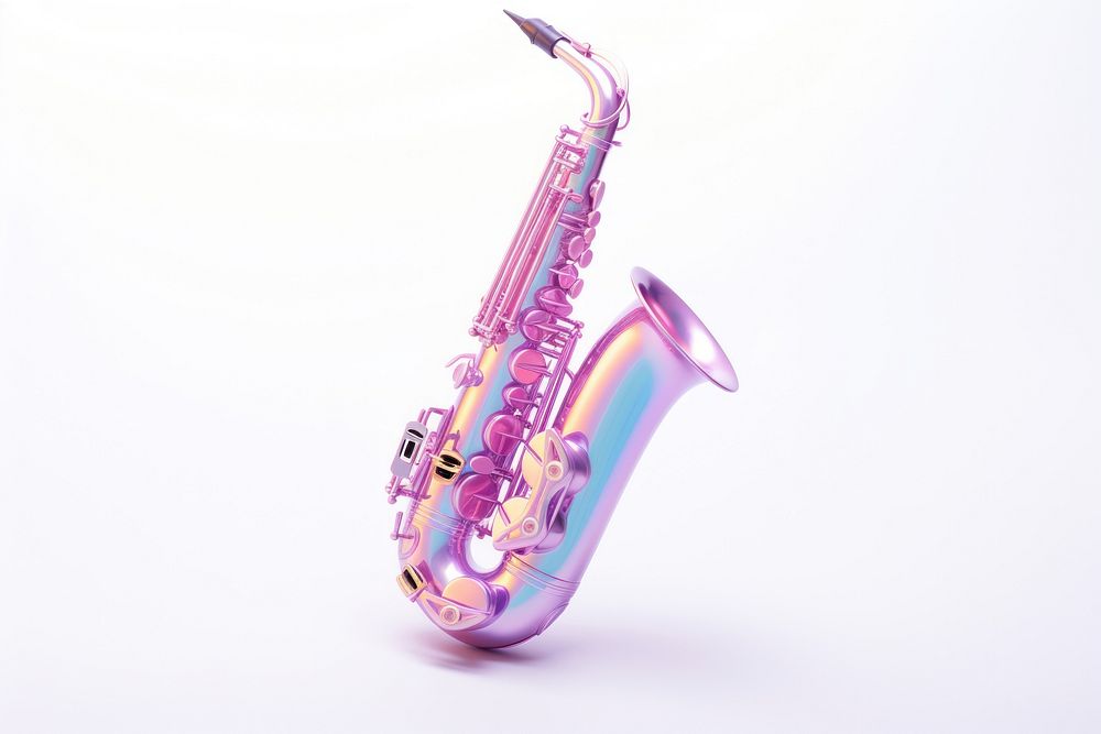 Saxophone white background performance trumpet.
