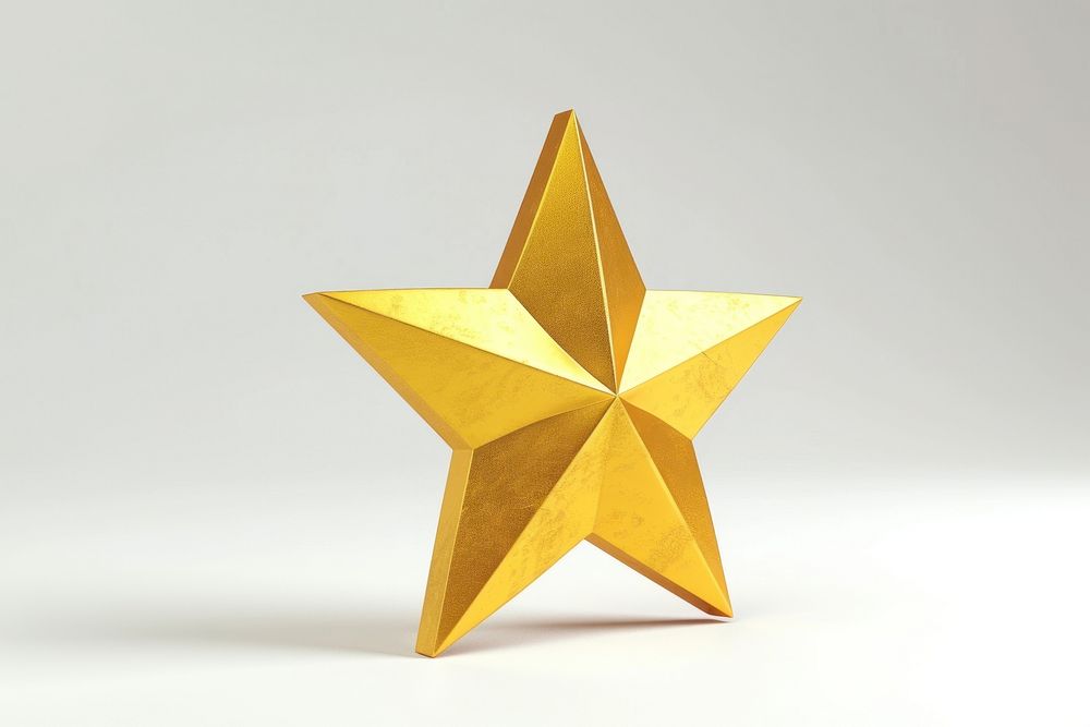 Star cartoon symbol gold white background.