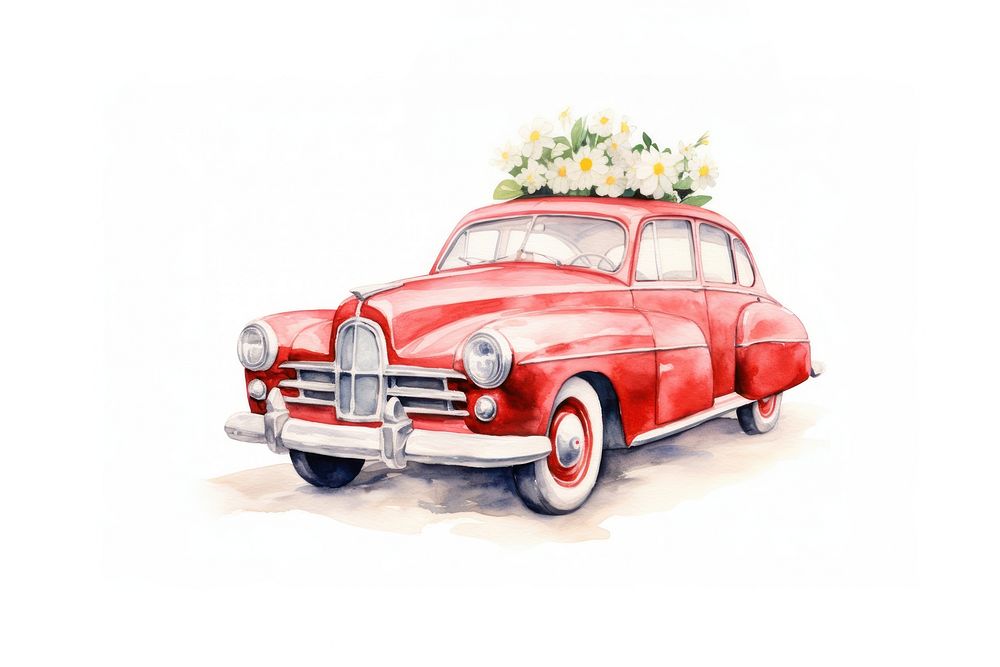 Vintage car vehicle flower plant.