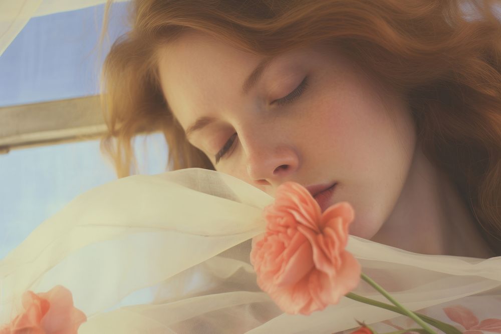 Women and flower Floral Photography photography sleeping portrait.