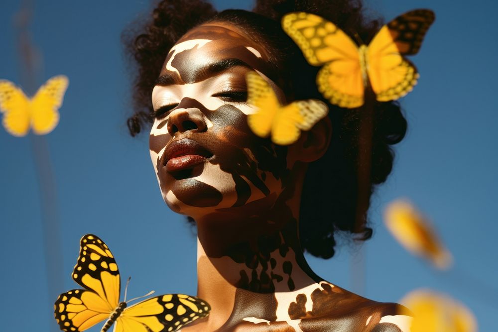 Women with butterfly photography portrait fashion.
