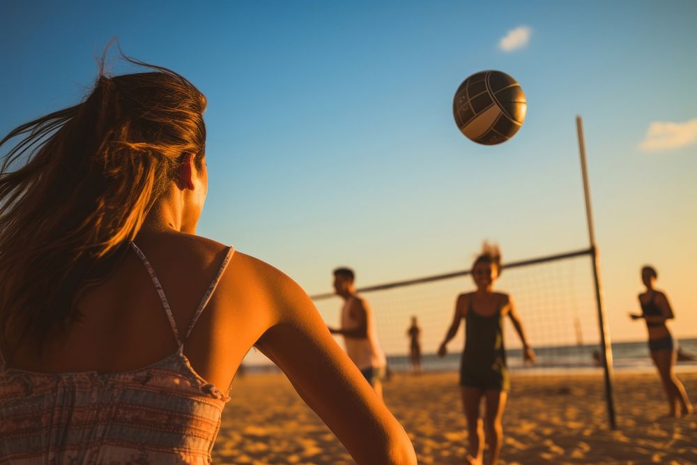Volleyball sports beach adult. AI generated Image by rawpixel.