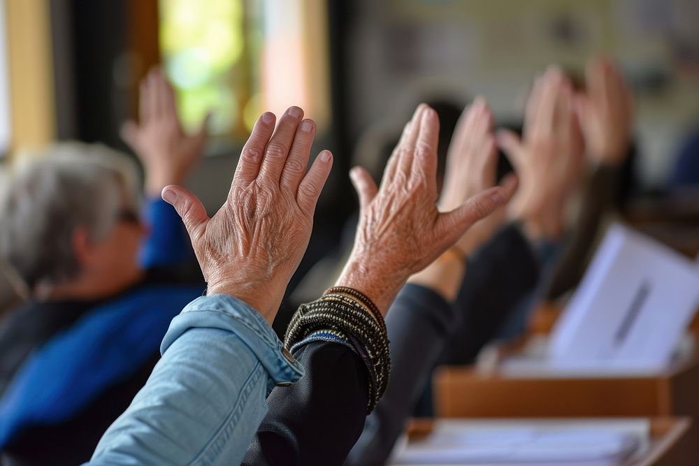 Person raising hands adult spirituality togetherness.