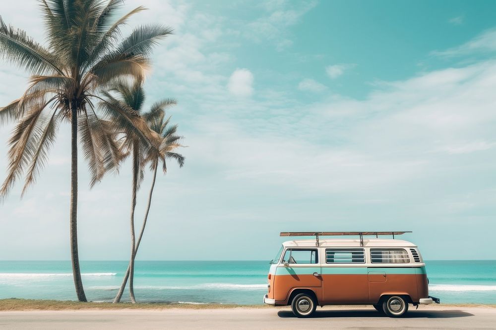 The van outdoors vacation vehicle. AI generated Image by rawpixel.