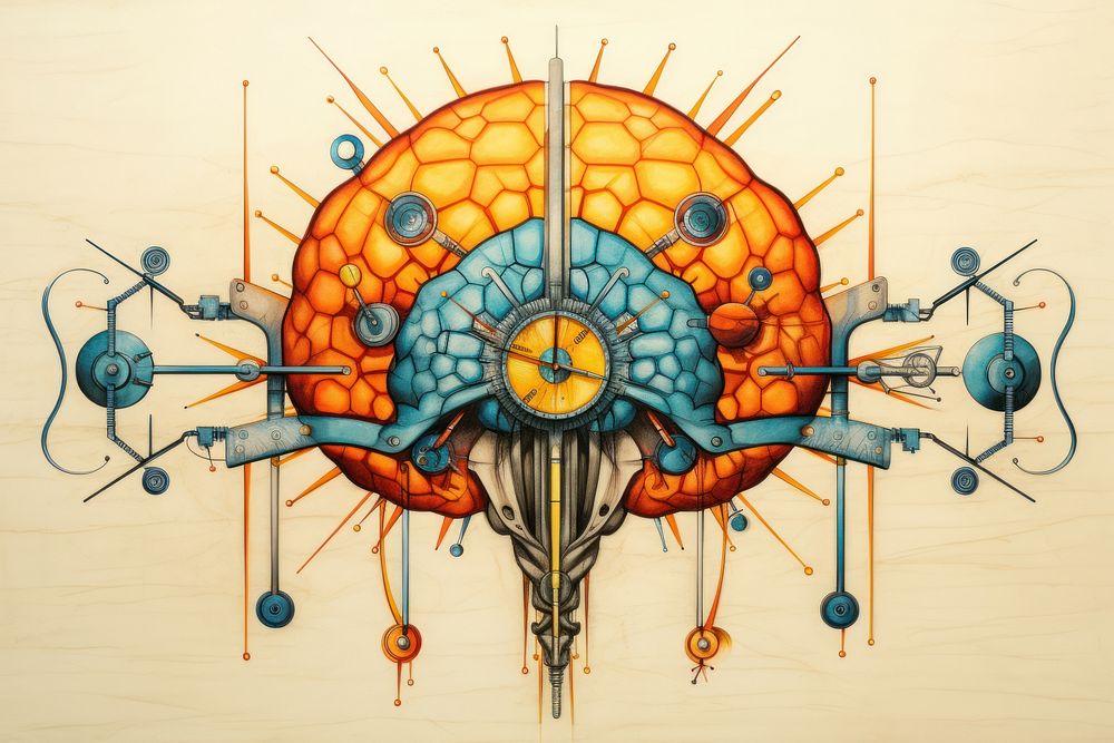 Transcranial Magnetic Stimulation painting art invertebrate. AI generated Image by rawpixel.