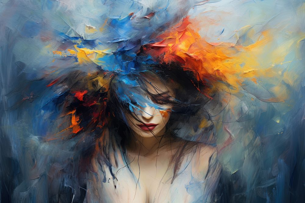 Mental health painting abstract portrait. AI generated Image by rawpixel.