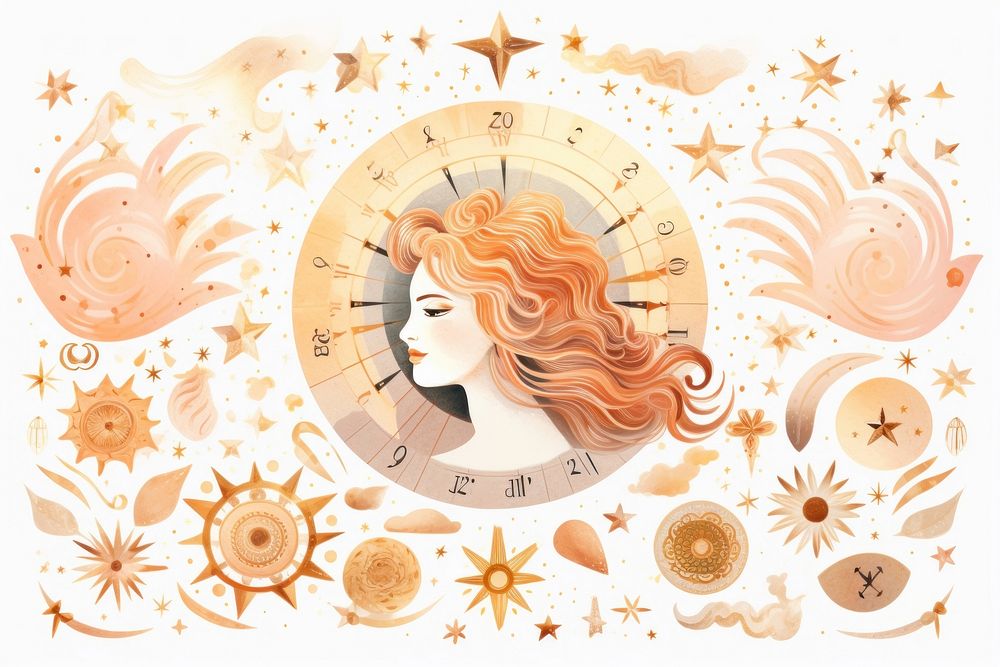 Astrology drawing clock art.