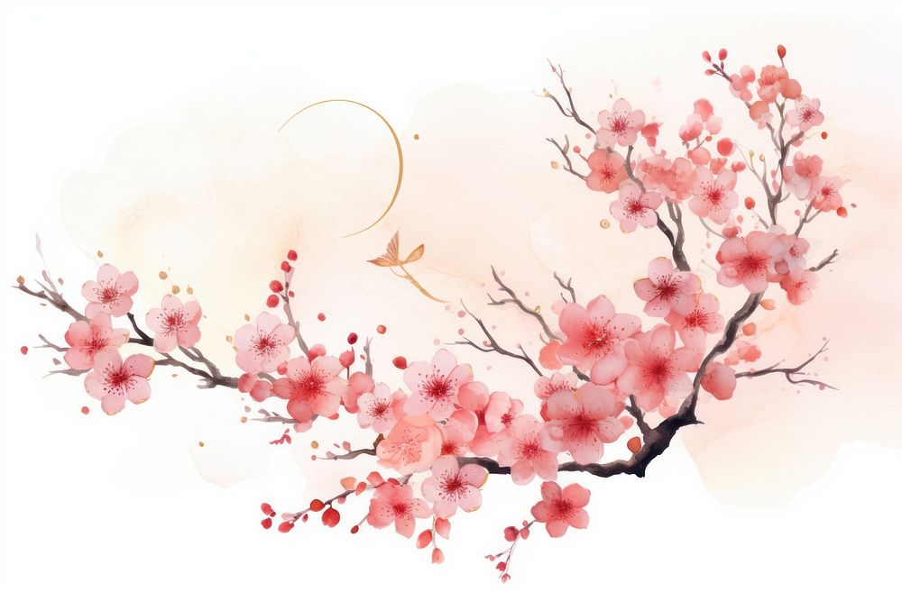 Cherry blossom drawing flower plant.