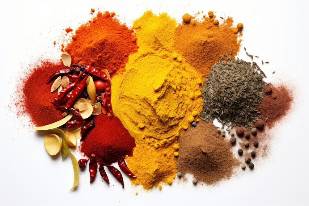 Spices powder food white background. AI generated Image by rawpixel.