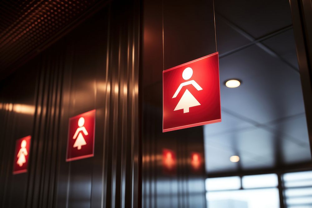 Toilet sign symbol architecture illuminated. AI generated Image by rawpixel.