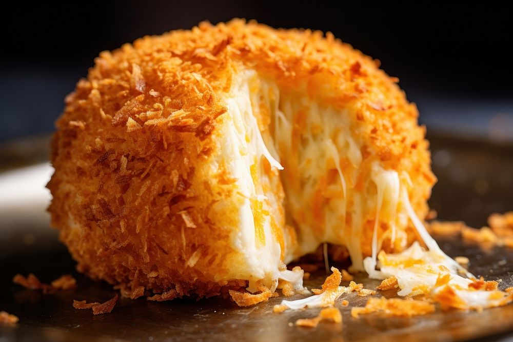 Crispy Cheese ball with stretch cheese food croquette freshness.