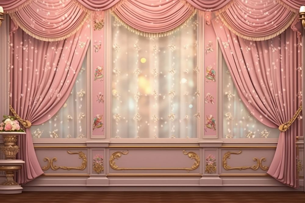 Curtain pink architecture decoration. 