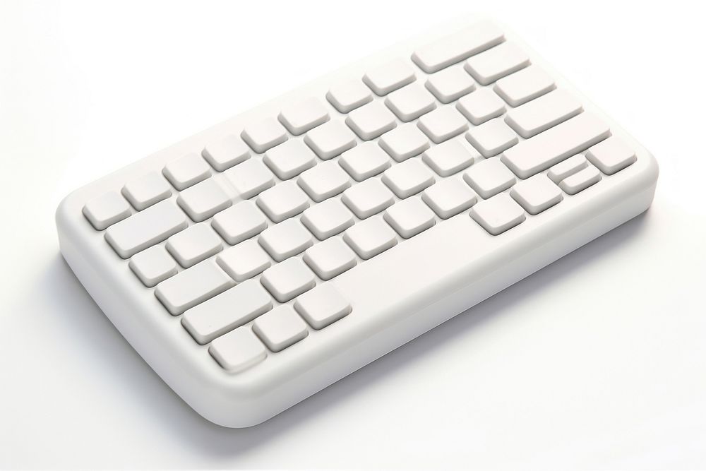 Keyboard computer white white background.