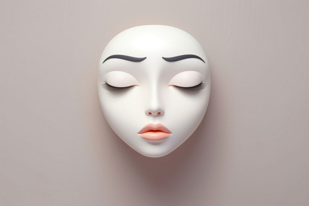 Woman face only portrait mask representation.