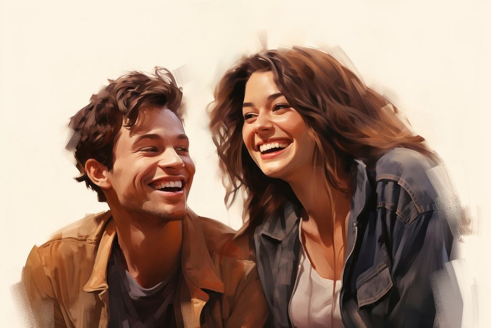 Friends laughing drawing smile.