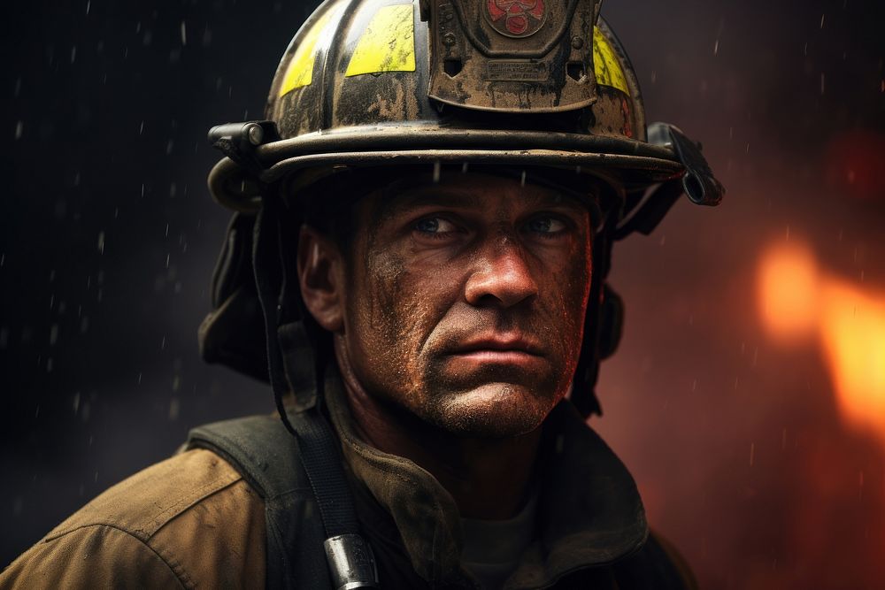 Firefighter photography portrait helmet.