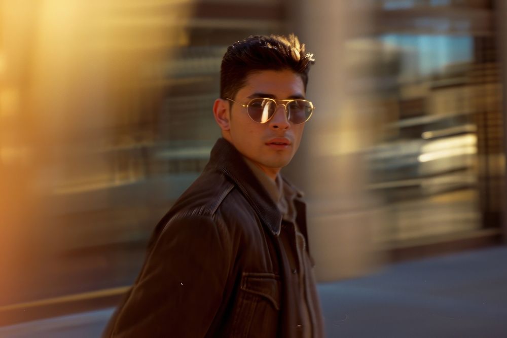 Hispanic man walking glasses photography sunglasses.