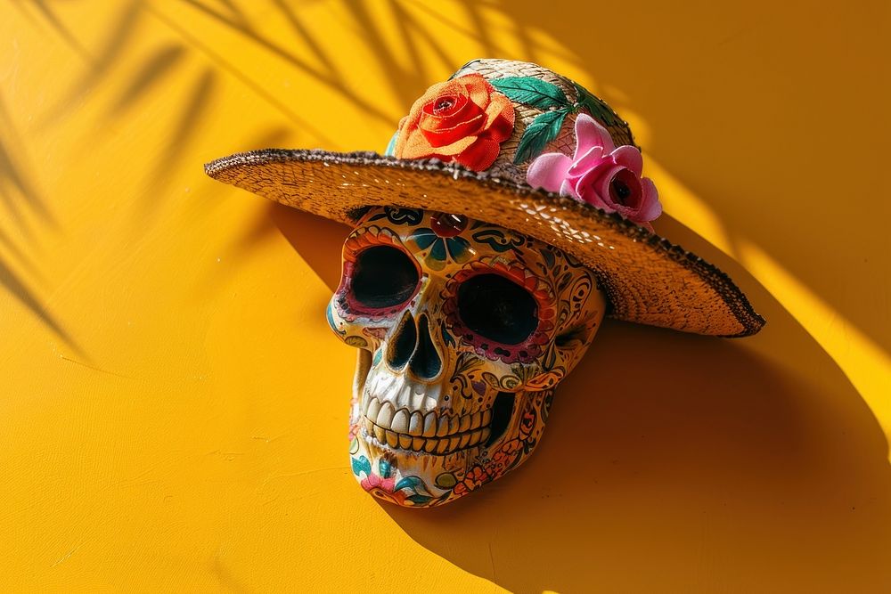 Cinco de mayo skull sombrero art representation. AI generated Image by rawpixel.