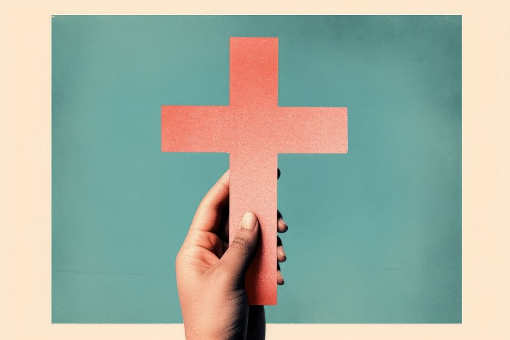 Cross holding symbol hand.