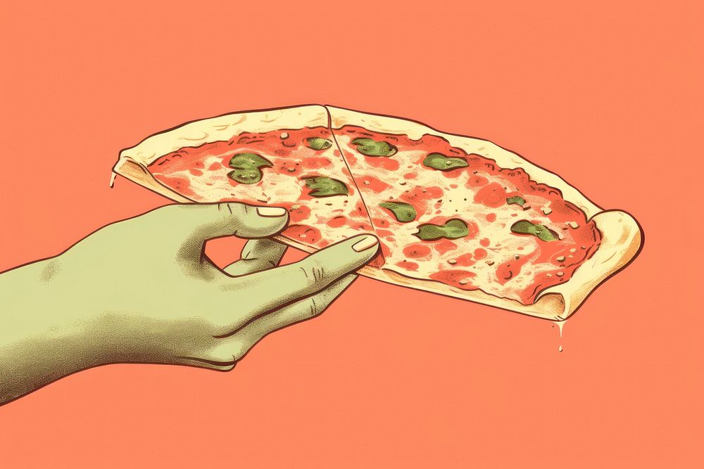 Pizza holding food hand.