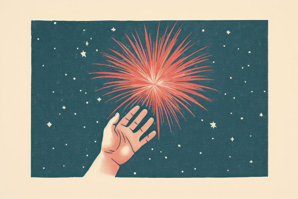 Fireworks hand illuminated celebration.